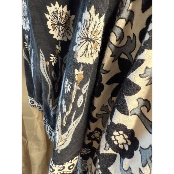 Vtg La Cera Hand-Painted Floral Muumuu Midi Dress XL Cotton Cottage Core Read - Picture 3 of 11